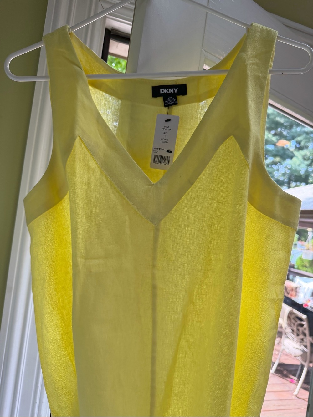 DKNY Bright Yellow V-Neck Sleeveless Tank Top